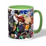 كوب قهوة بمقبض اخضر بتصميم قتال كل الانميات