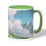 كوب قهوة بمقبض اخضر بتصميم قلعه هاول المتحركة