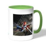 كوب قهوة بمقبض اخضر بتصميم قوة سبيدر مان
