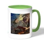 كوب قهوة بمقبض اخضر بتصميم قوة ميكاسا انمي هجوم العمالقة