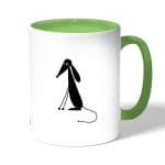 كوب قهوة بمقبض اخضر بتصميم كلب كرتوني