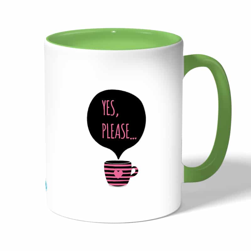 كوب قهوة بمقبض اخضر بتصميم كوب بعباره كوب قهوة بمقبض اخضر بتصميم كوب بعباره