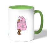 كوب قهوة بمقبض اخضر بتصميم كوكي و شوكي شخصيات BTS