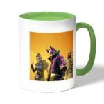 كوب قهوة بمقبض اخضر بتصميم ناروتو انبو فورت نايت