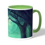 كوب قهوة بمقبض اخضر بتصميم هالوين مخيف