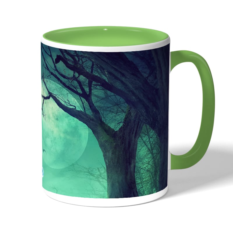 كوب قهوة بمقبض اخضر بتصميم هالوين مخيف كوب قهوة بمقبض اخضر بتصميم هالوين مخيف