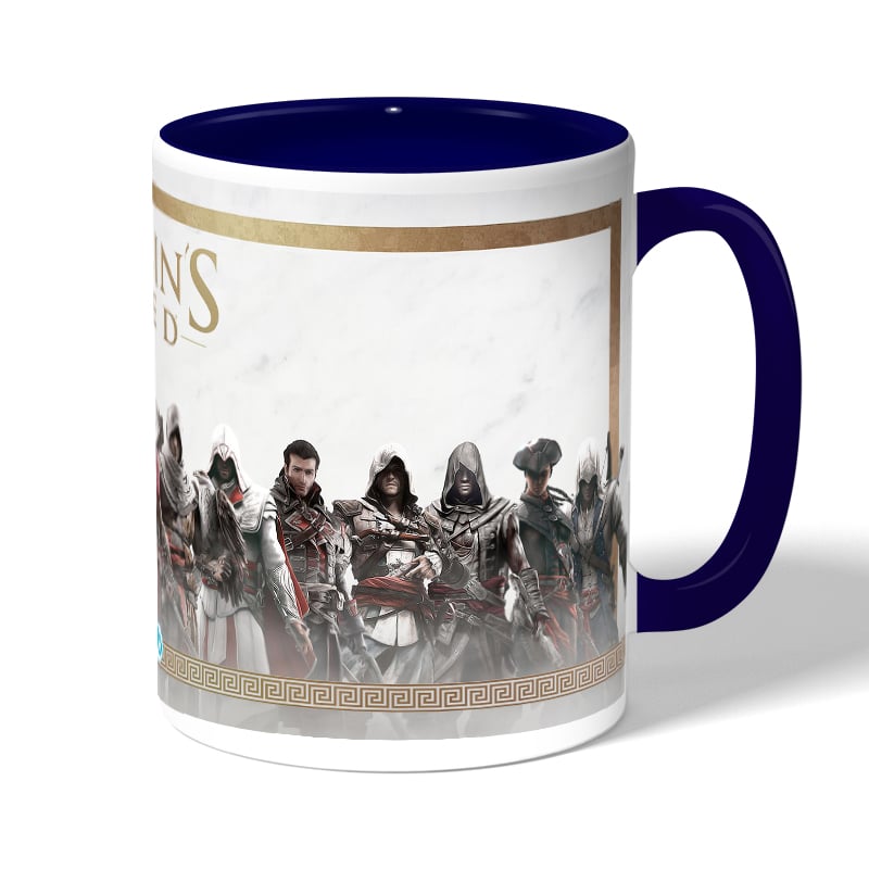 كوب قهوة بمقبض ازرق داكن بتصميم أساسنز كريد جميع الشخصيات كوب قهوة بمقبض ازرق داكن بتصميم أساسنز كريد جميع الشخصيات