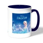 كوب قهوة بمقبض ازرق داكن بتصميم إلسا ملكة الثلج