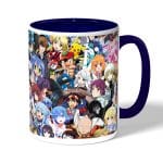 كوب قهوة بمقبض ازرق داكن بتصميم الشخصيات اللطيفه كل الانميات