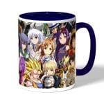 كوب قهوة بمقبض ازرق داكن بتصميم الشخصيات المخيفه كل الانميات