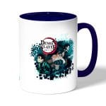 كوب قهوة بمقبض ازرق داكن بتصميم الشقيقان ضد قاتل الشياطين