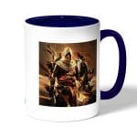 كوب قهوة بمقبض ازرق داكن بتصميم الطائرمع الصقر أساسنز كريد