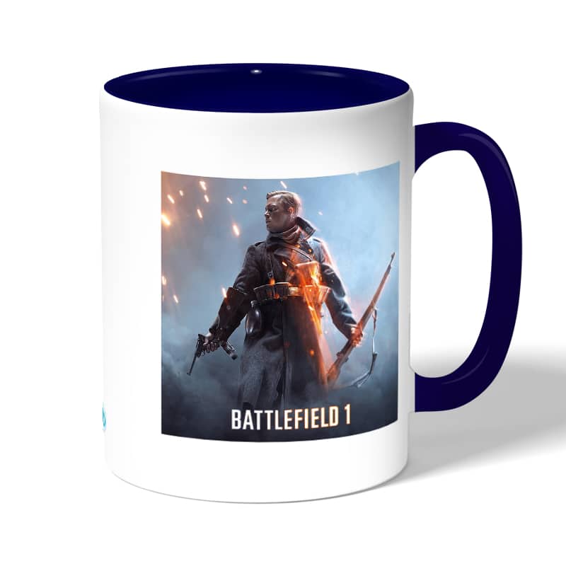 كوب قهوة بمقبض ازرق داكن بتصميم اللعبه القتاليه باتلفيلد 1 كوب قهوة بمقبض ازرق داكن بتصميم اللعبه القتاليه باتلفيلد 1