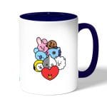 كوب قهوة بمقبض ازرق داكن بتصميم بتس شخصيات BT21