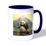 كوب قهوة بمقبض ازرق داكن بتصميم بو كونغ فو باندا