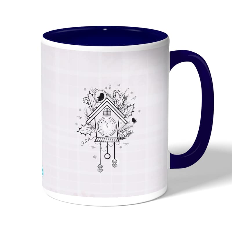 كوب قهوة بمقبض ازرق داكن بتصميم بيت العصفور كوب قهوة بمقبض ازرق داكن بتصميم بيت العصفور