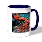 كوب قهوة بمقبض ازرق داكن بتصميم تسلق الجدران سبايدر مان