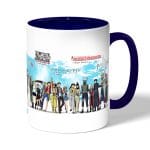 كوب قهوة بمقبض ازرق داكن بتصميم تشابك الأيدي كل الانميات