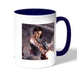 كوب قهوة بمقبض ازرق داكن بتصميم جيل فالنتاين اطلاق النار رزدنت ايفل 3