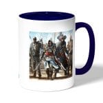 كوب قهوة بمقبض ازرق داكن بتصميم حرب بحريه أساسنز كريد