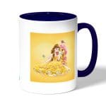 كوب قهوة بمقبض ازرق داكن بتصميم حصان الاميرة بيلا