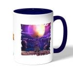 كوب قهوة بمقبض ازرق داكن بتصميم دكتور ستون امل العالم