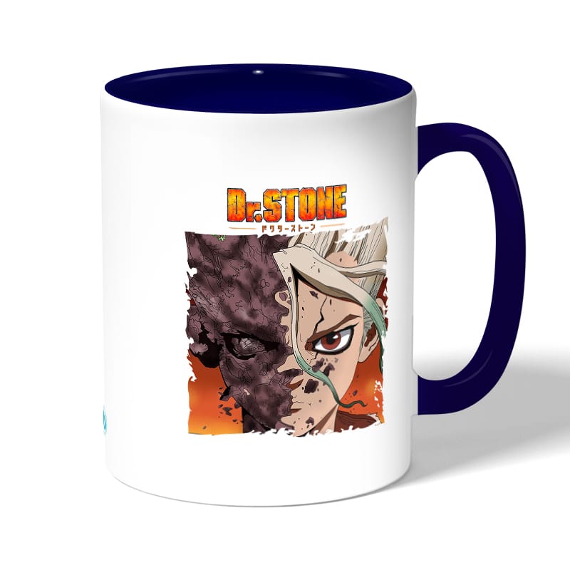 كوب قهوة بمقبض ازرق داكن بتصميم دكتور ستون كوب قهوة بمقبض ازرق داكن بتصميم دكتور ستون