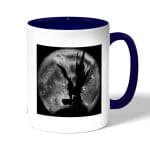 كوب قهوة بمقبض ازرق داكن بتصميم ديث نوت الشيطان ريوك