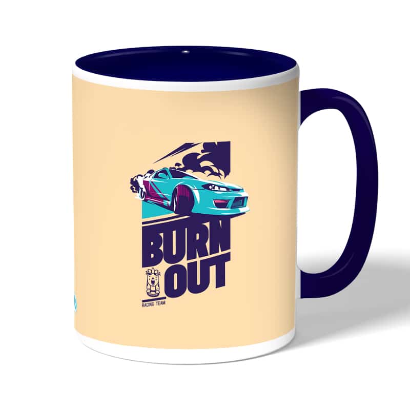 كوب قهوة بمقبض ازرق داكن بتصميم سيارة سباق كوب قهوة بمقبض ازرق داكن بتصميم سيارة سباق