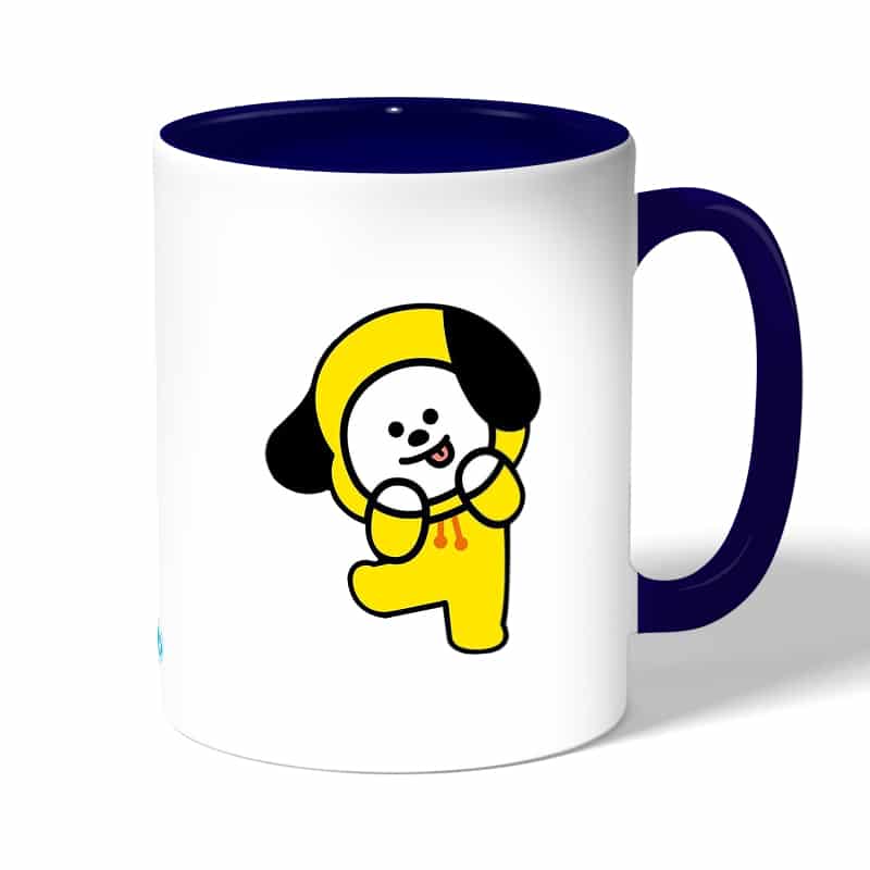 كوب قهوة بمقبض ازرق داكن بتصميم شخصيه شيمي BT21 كوب قهوة بمقبض ازرق داكن بتصميم شخصيه شيمي BT21