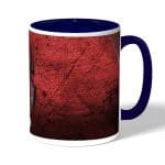 كوب قهوة بمقبض ازرق داكن بتصميم شعار سبايدرمان