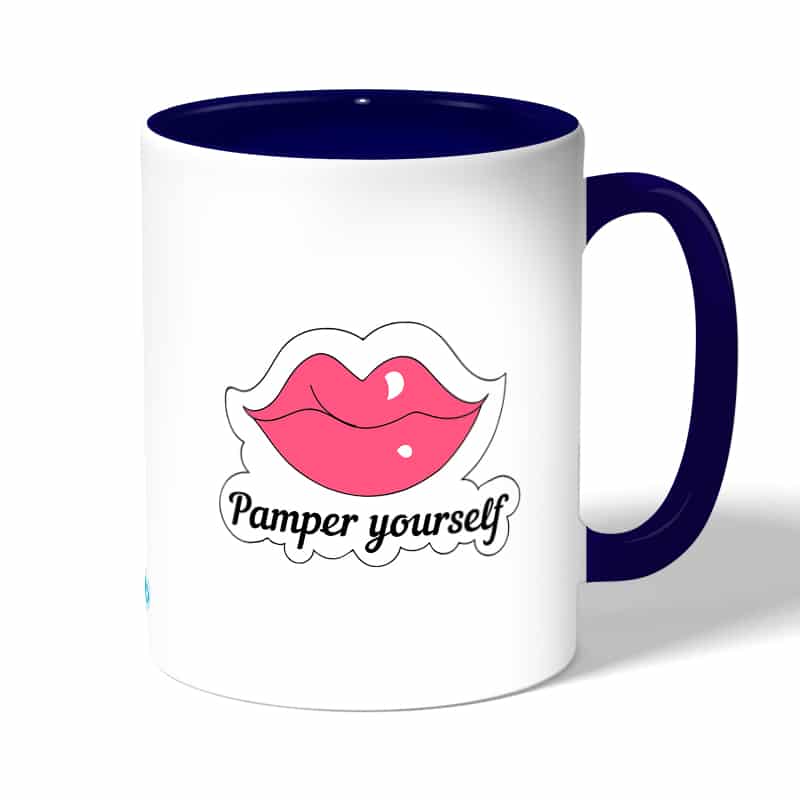 كوب قهوة بمقبض ازرق داكن بتصميم شفاه جذابه كوب قهوة بمقبض ازرق داكن بتصميم شفاه جذابه