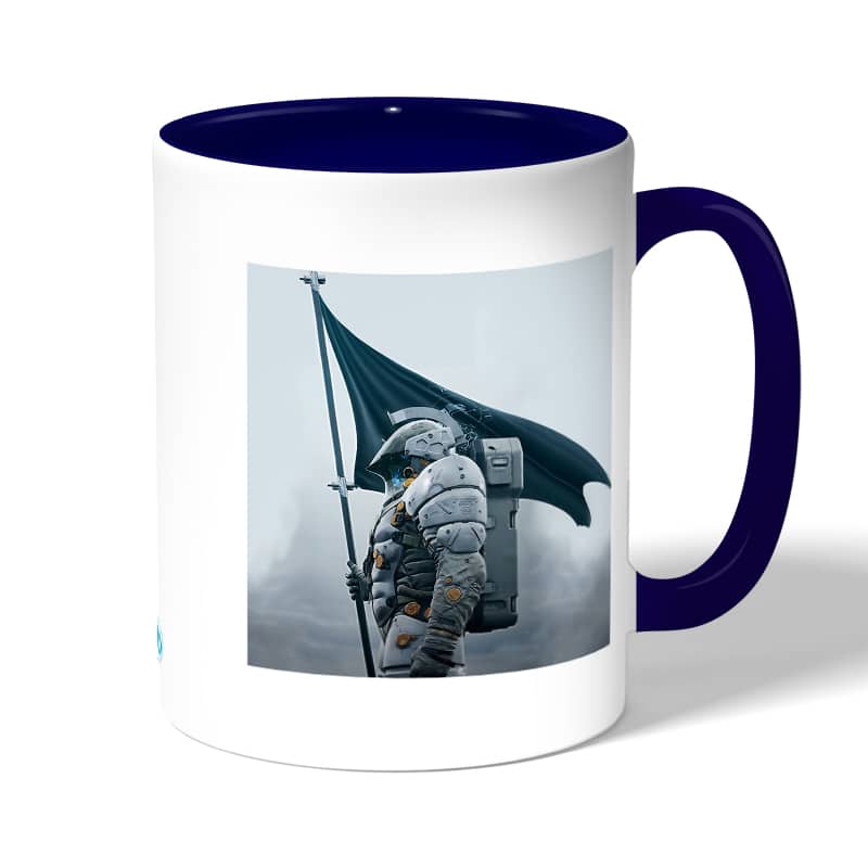 كوب قهوة بمقبض ازرق داكن بتصميم شياطين هومو ديث ستراندنغ كوب قهوة بمقبض ازرق داكن بتصميم شياطين هومو ديث ستراندنغ