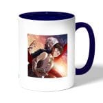 كوب قهوة بمقبض ازرق داكن بتصميم طوكيو الغول