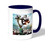 كوب قهوة بمقبض ازرق داكن بتصميم عائلة كونغ فو باندا