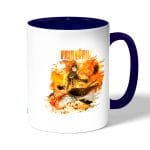 كوب قهوة بمقبض ازرق داكن بتصميم غضب ناتسو فيري تيل