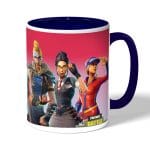 كوب قهوة بمقبض ازرق داكن بتصميم فورت نايت باتل رويال