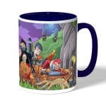 كوب قهوة بمقبض ازرق داكن بتصميم فورت نايت رسم