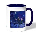 كوب قهوة بمقبض ازرق داكن بتصميم فورت نايت زومبي