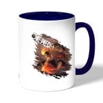 كوب قهوة بمقبض ازرق داكن بتصميم قتال اللحيه البيضاء ون بيس