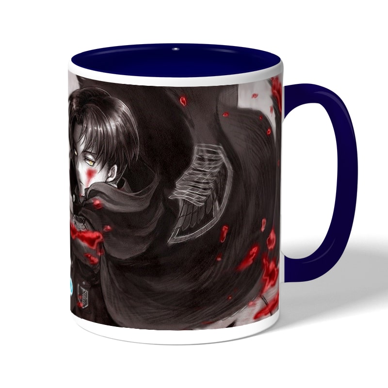 كوب قهوة بمقبض ازرق داكن بتصميم قتال ليفاي هجوم العمالقة كوب قهوة بمقبض ازرق داكن بتصميم قتال ليفاي هجوم العمالقة