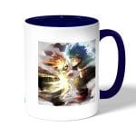 كوب قهوة بمقبض ازرق داكن بتصميم قتال ميدوريا ضد باكوغو