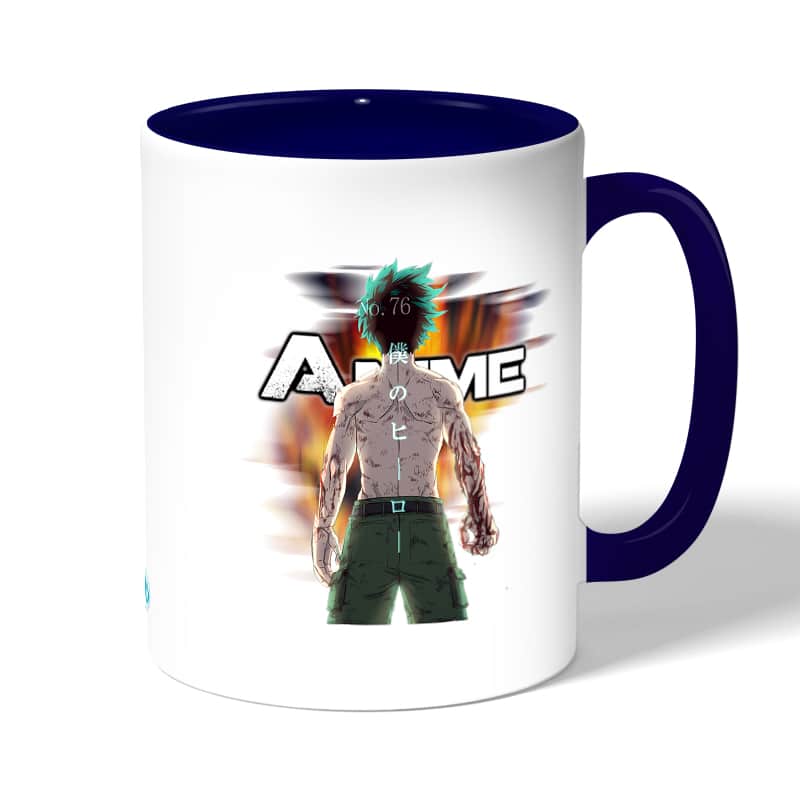 كوب قهوة بمقبض ازرق داكن بتصميم قوة تحمل ميدوريا أكاديميتي للأبطال كوب قهوة بمقبض ازرق داكن بتصميم قوة تحمل ميدوريا أكاديميتي للأبطال