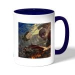 كوب قهوة بمقبض ازرق داكن بتصميم قوة ميكاسا انمي هجوم العمالقة