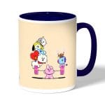 كوب قهوة بمقبض ازرق داكن بتصميم قوه كوكي شخصيات BT21