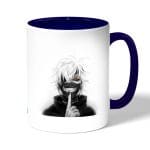 كوب قهوة بمقبض ازرق داكن بتصميم كانيكي طوكيو غول