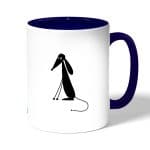 كوب قهوة بمقبض ازرق داكن بتصميم كلب كرتوني