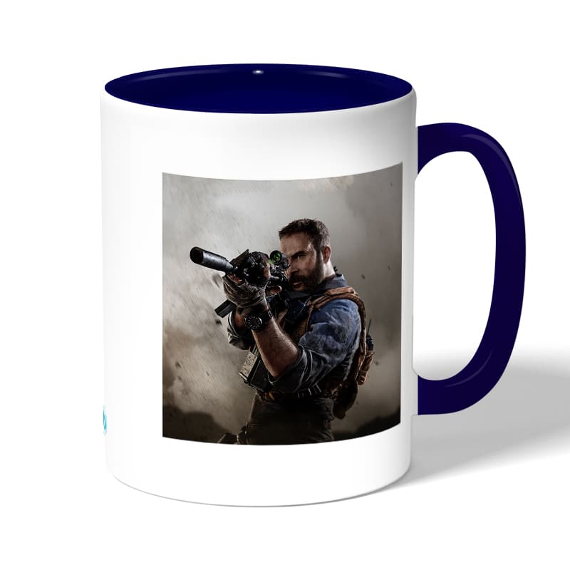 كوب قهوة بمقبض ازرق داكن بتصميم كول أوف ديوتي قناص كوب قهوة بمقبض ازرق داكن بتصميم كول أوف ديوتي قناص