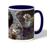 كوب قهوة بمقبض ازرق داكن بتصميم كونغ فو باندا