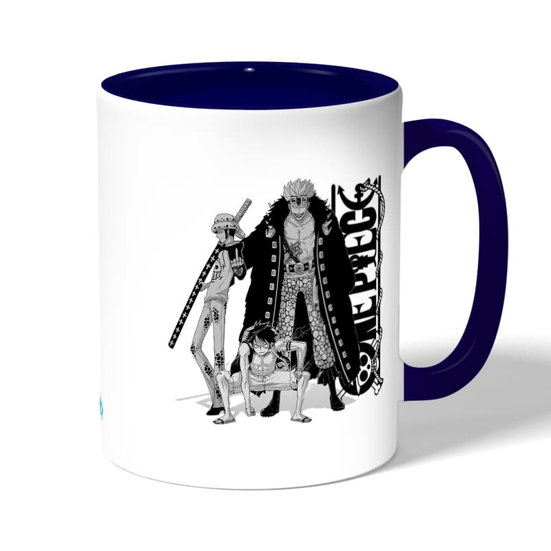 كوب قهوة بمقبض ازرق داكن بتصميم لاو ولوفي ون بيس كوب قهوة بمقبض ازرق داكن بتصميم لاو ولوفي ون بيس